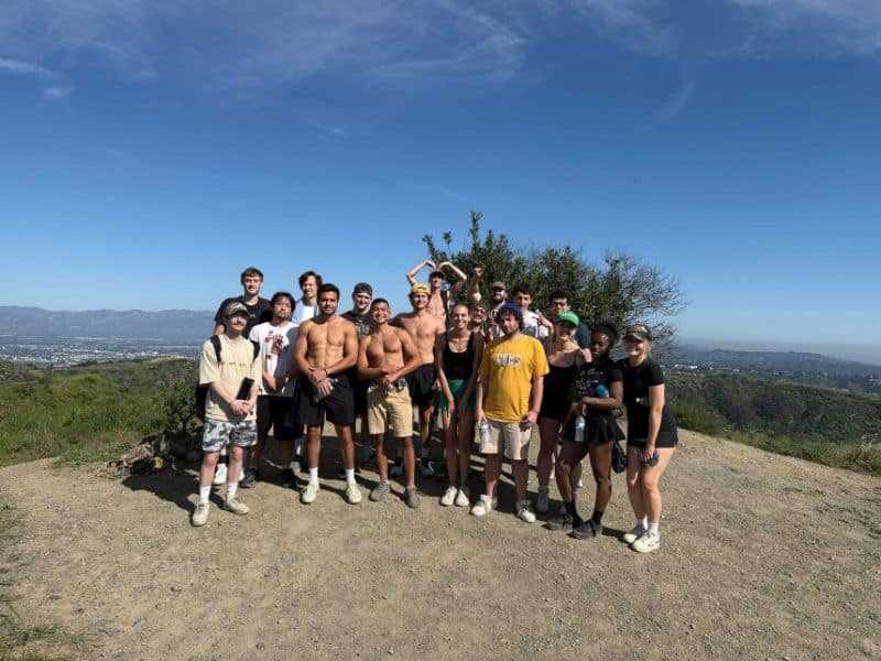 Group hike with residents from The Last House sober living overlooking Los Angeles.